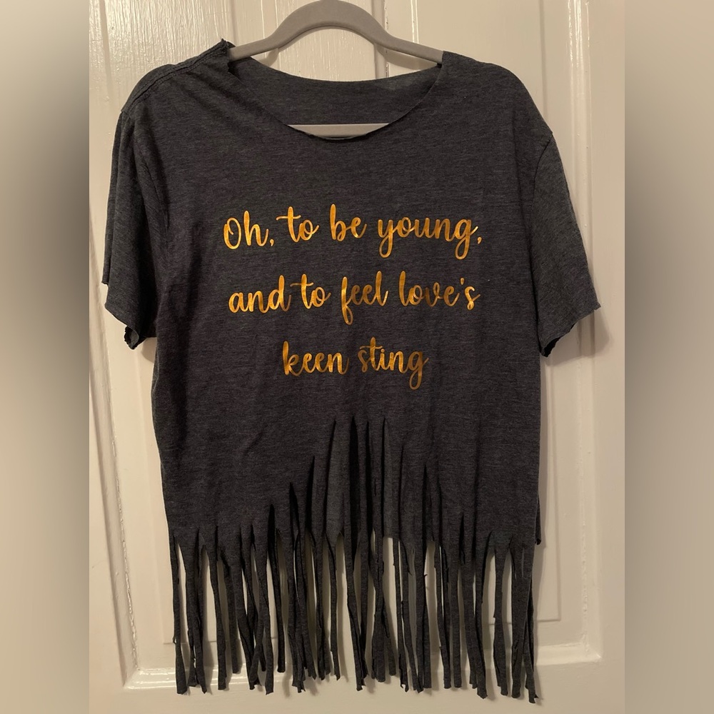 2 for $6 Distressed T-shirt with Fringe